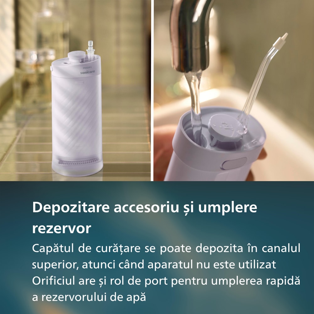 Irigator bucal PHILIPS Sonicare Compact Flosser 1000 HX3333/23, 2 capete, mov