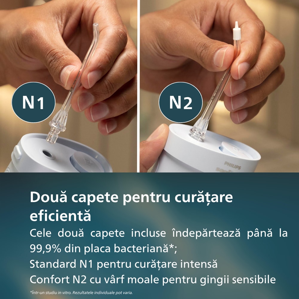 Irigator bucal PHILIPS Sonicare Compact Flosser 1000 HX3333/24, 2 capete, albastru
