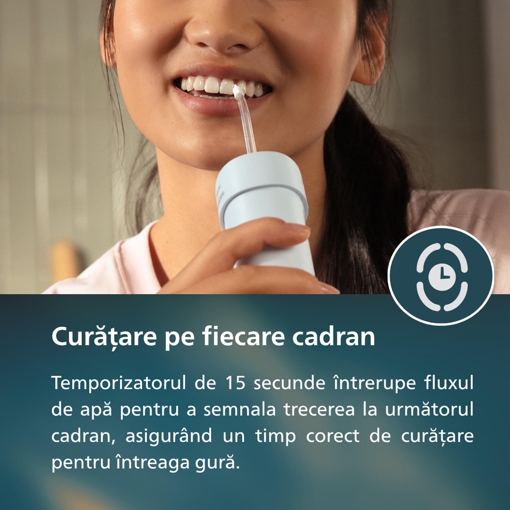 Irigator bucal PHILIPS Sonicare Compact Flosser 1000 HX3333/24, 2 capete, albastru