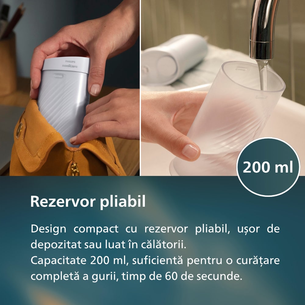 Irigator bucal PHILIPS Sonicare Compact Flosser 1000 HX3333/24, 2 capete, albastru