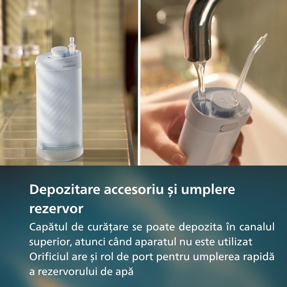 Irigator bucal PHILIPS Sonicare Compact Flosser 1000 HX3333/24, 2 capete, albastru