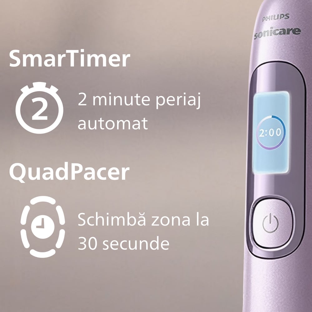 Periuta de dinti electrica PHILIPS Sonicare Advanced Clean HX3792/12, 31000 miscari/min, 5 programe, 1 capat, roz