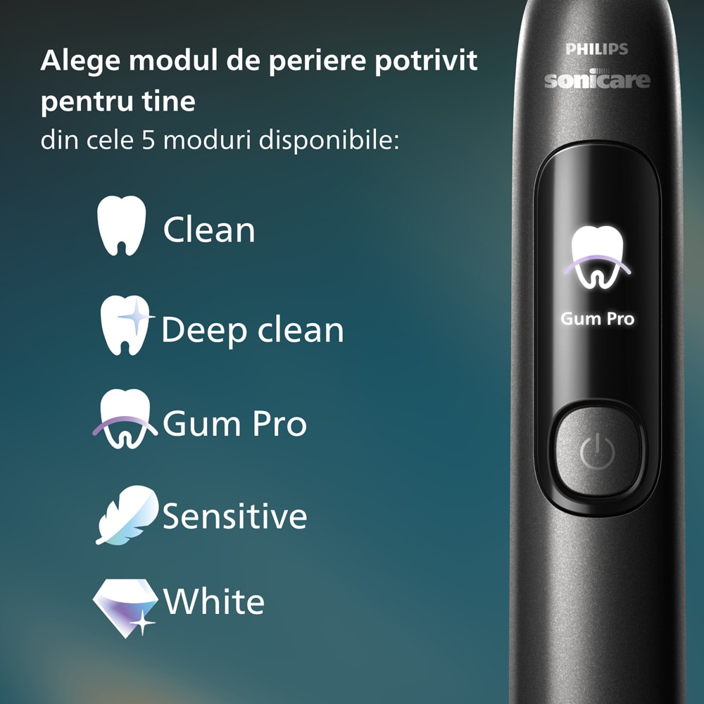 Periuta de dinti electrica PHILIPS Sonicare Advanced Clean HX3792/11, 31000 miscari/min, 5 programe, 1 capat, negru