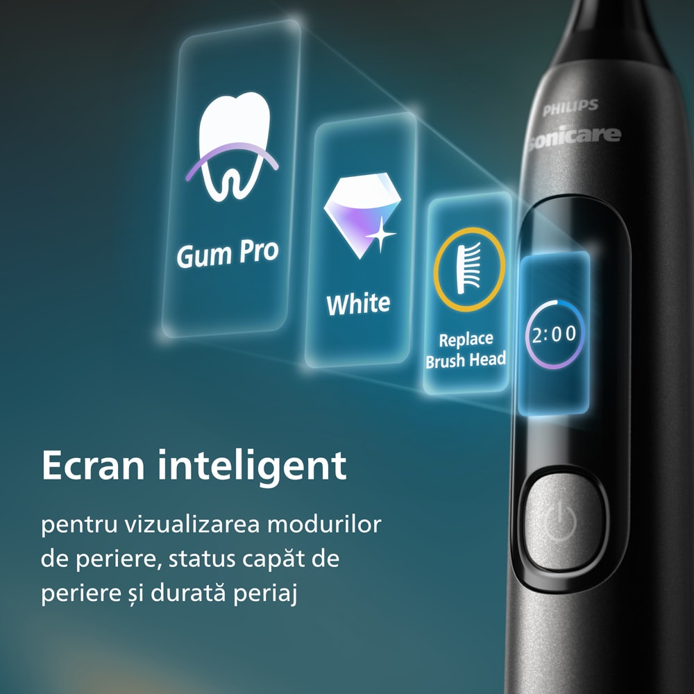 Periuta de dinti electrica PHILIPS Sonicare Advanced Clean HX3792/11, 31000 miscari/min, 5 programe, 1 capat, negru