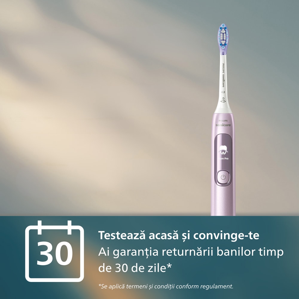 Periuta de dinti electrica PHILIPS Sonicare Advanced Clean HX3792/12, 31000 miscari/min, 5 programe, 1 capat, roz