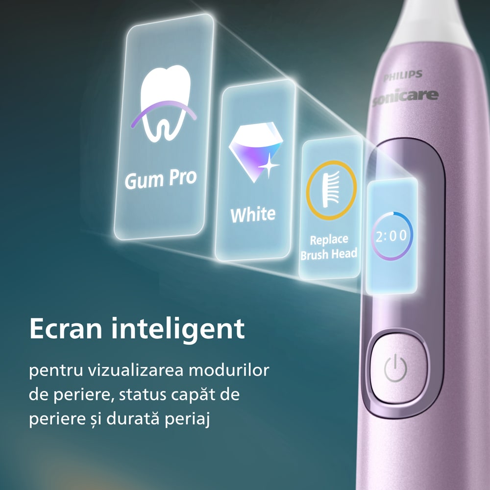 Periuta de dinti electrica PHILIPS Sonicare Advanced Clean HX3792/12, 31000 miscari/min, 5 programe, 1 capat, roz