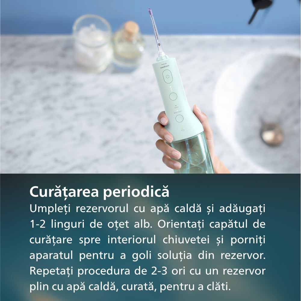 Irigator bucal PHILIPS Sonicare Power Flosser 3000 HX3826/24, 2 capete, verde