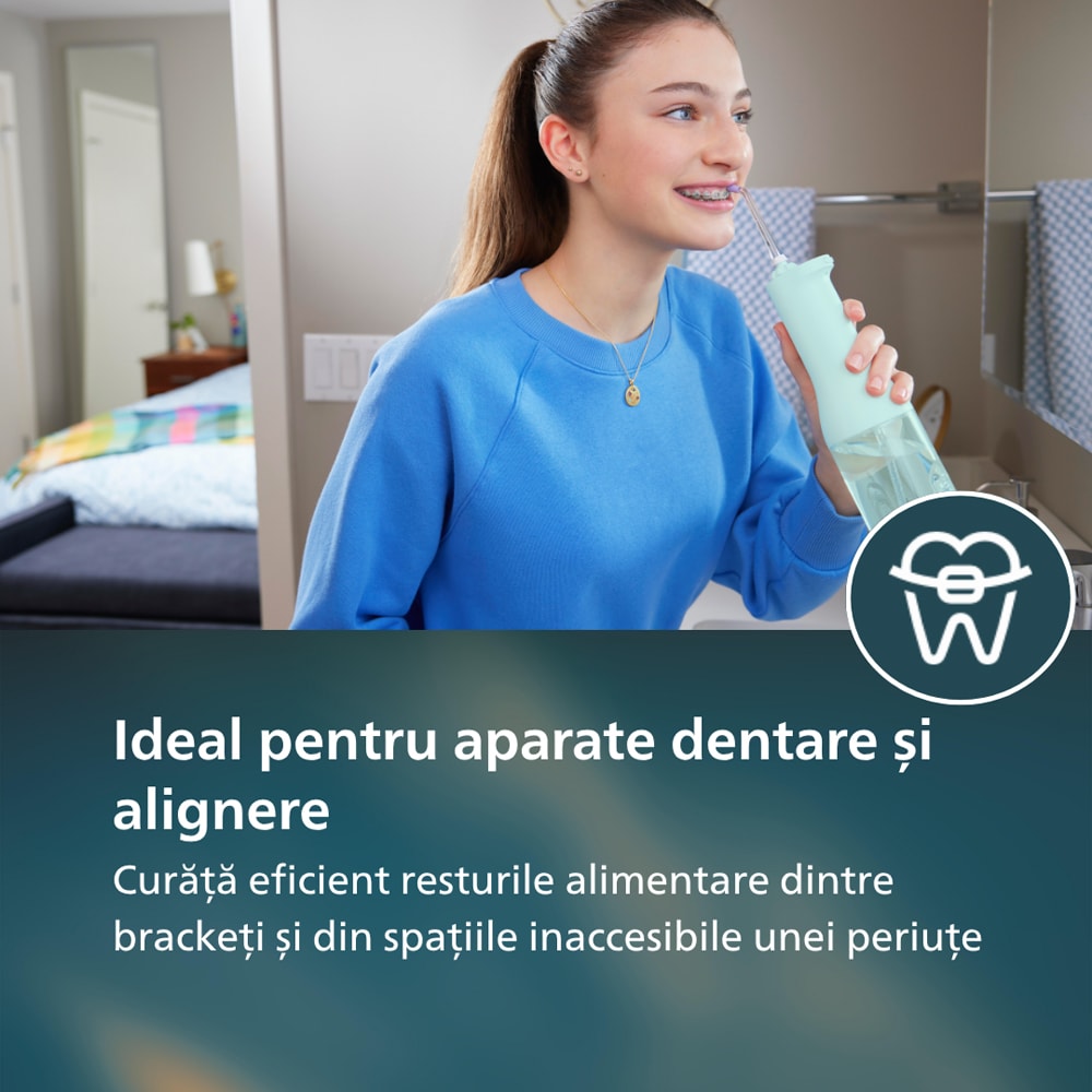 Irigator bucal PHILIPS Sonicare Power Flosser 3000 HX3826/24, 2 capete, verde