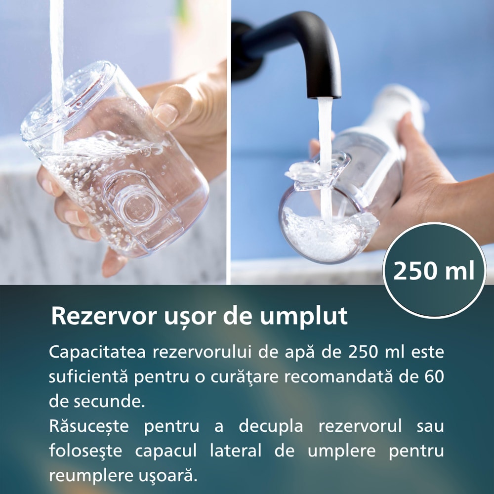 Irigator bucal PHILIPS Sonicare Cordless Power Flosser 3000 HX3826/31, 2 capete, alb