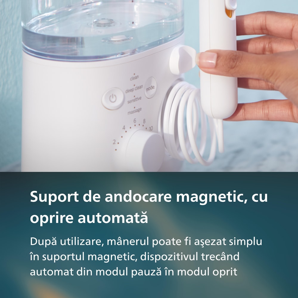 Irigator bucal PHILIPS Sonicare 7000 HX3911/40, 10 viteze, 4 capete, alb