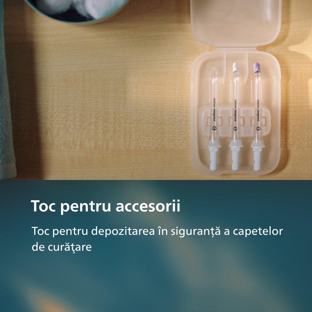 Irigator bucal PHILIPS Sonicare 7000 HX3911/40, 10 viteze, 4 capete, alb