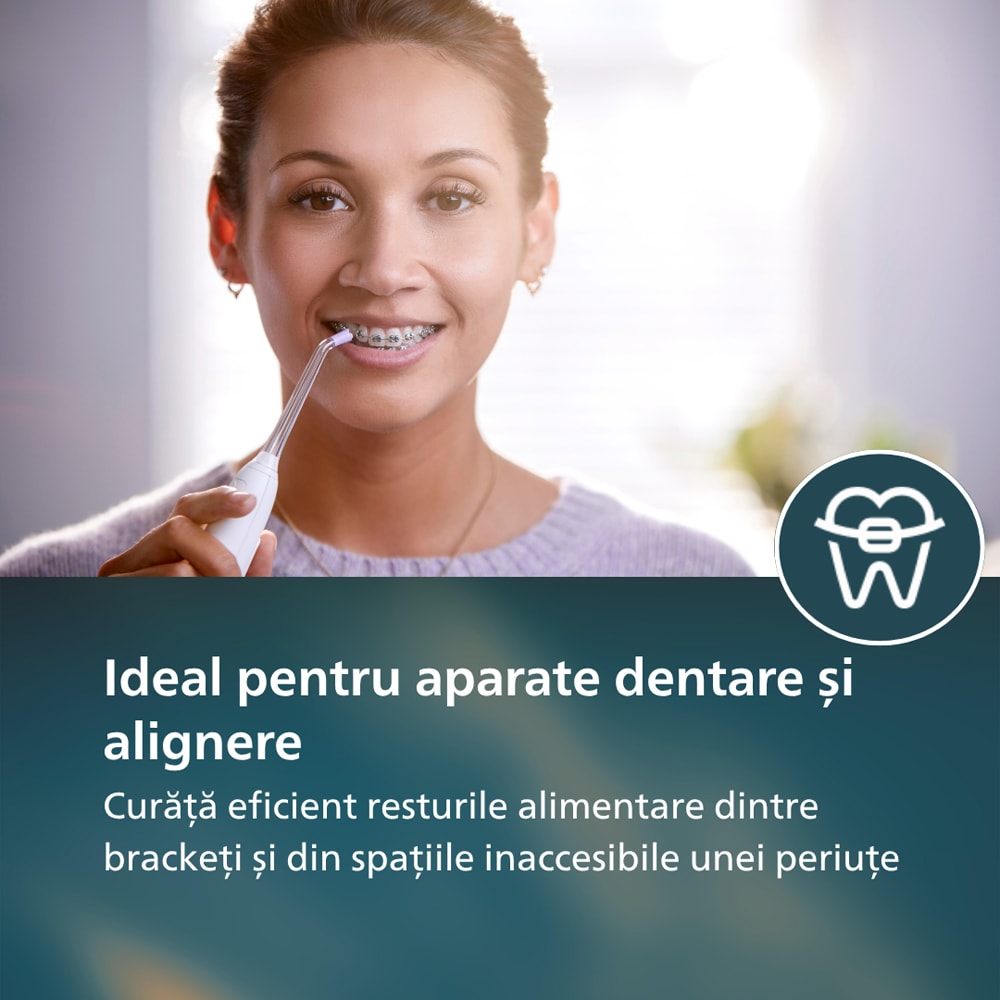 Irigator bucal PHILIPS Sonicare 7000 HX3911/40, 10 viteze, 4 capete, alb