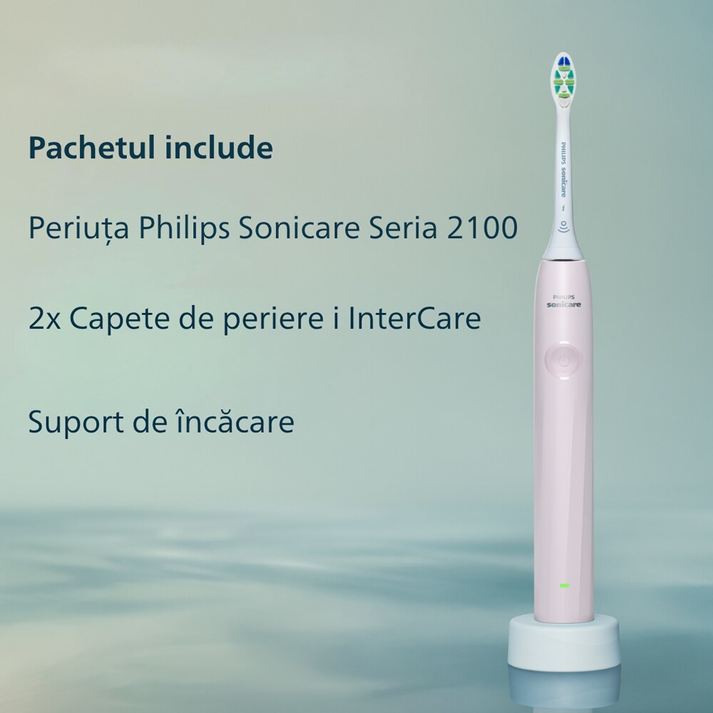 Periuta de dinti electrica PHILIPS Sonicare HX4022/03, 31000 miscari/min, 1 program, 2 capate, roz