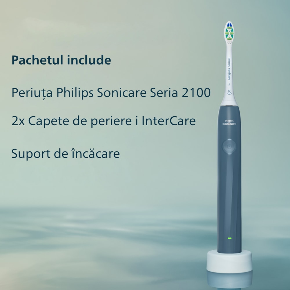 Periuta de dinti electrica PHILIPS Sonicare HX4022/04, 31000 miscari/min, 1 program, 2 capate, albastru