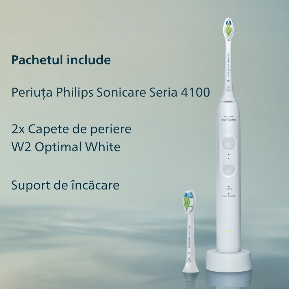 Periuta de dinti electrica HX4042/41, 31000 miscari/min, 4 programe, 2 capate, alb