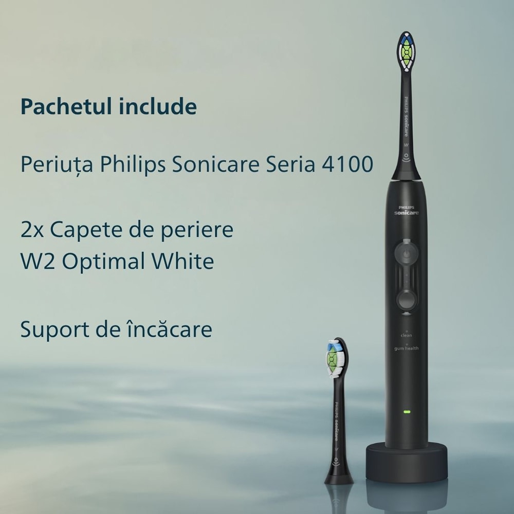 Periuta de dinti electrica PHILIPS Sonicare HX4042/52, 31000 miscari/min, 4 programe, 2 capate, negru
