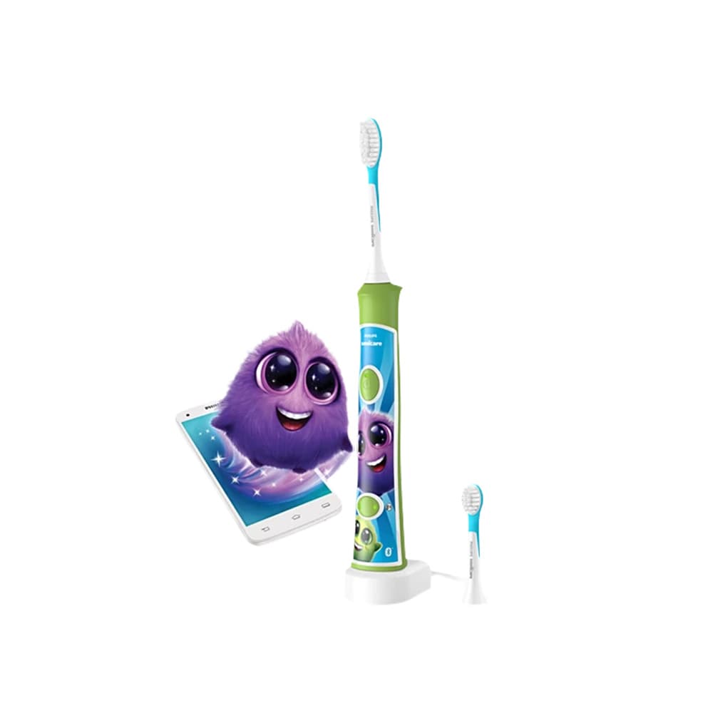 Periuta de dinti electrica pentru copii PHILIPS Sonicare For Kids HX6352/11, 62000 miscari/min, 2 programe, 2 capete, verde