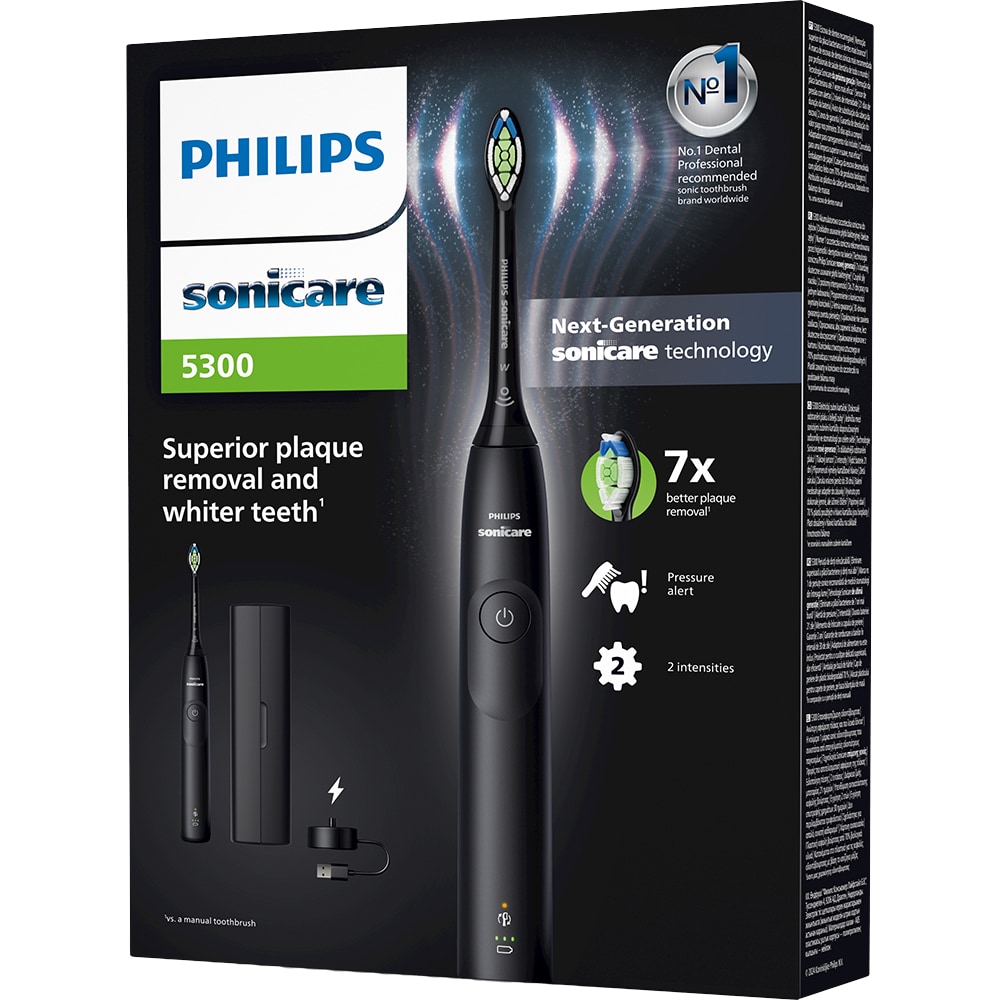 Periuta de dinti electrica PHILIPS Sonicare 5300 HX7101/02, 62000 miscari/min, 1 program, 1 capat, negru