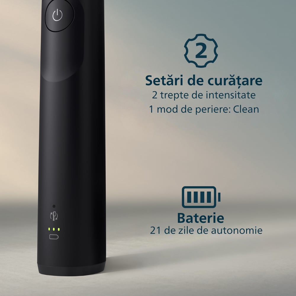 Periuta de dinti electrica PHILIPS Sonicare 5300 HX7101/01, 62000 miscari/min, 1 program, 1 capat, negru