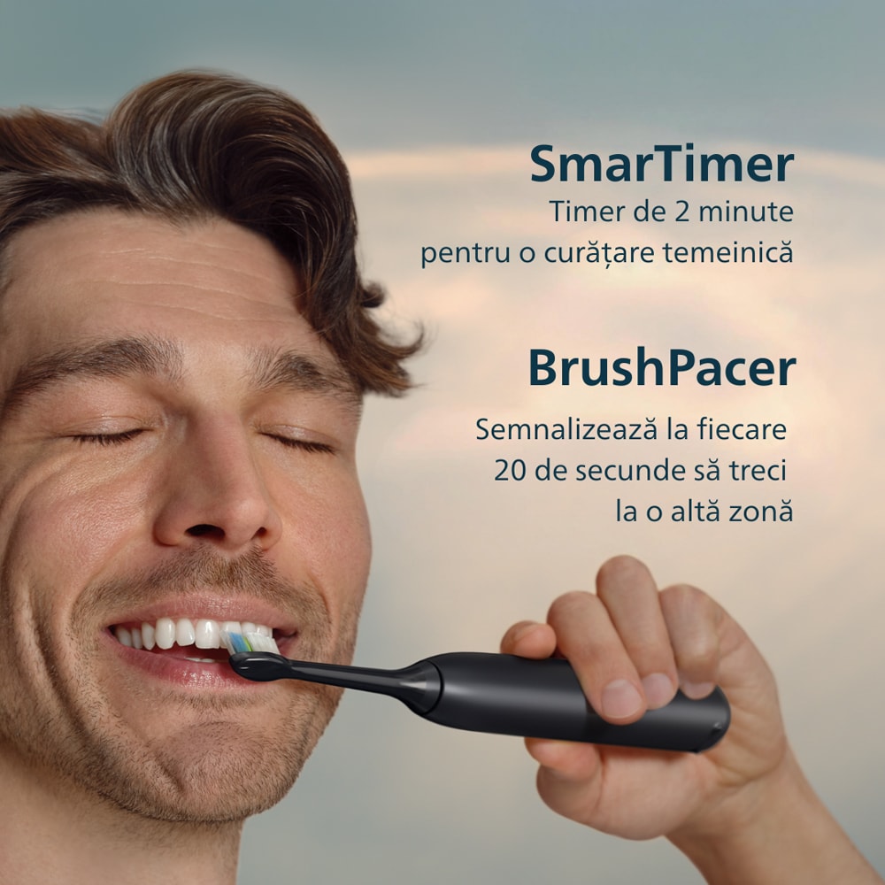 Periuta de dinti electrica PHILIPS Sonicare 5300 HX7101/01, 62000 miscari/min, 1 program, 1 capat, negru