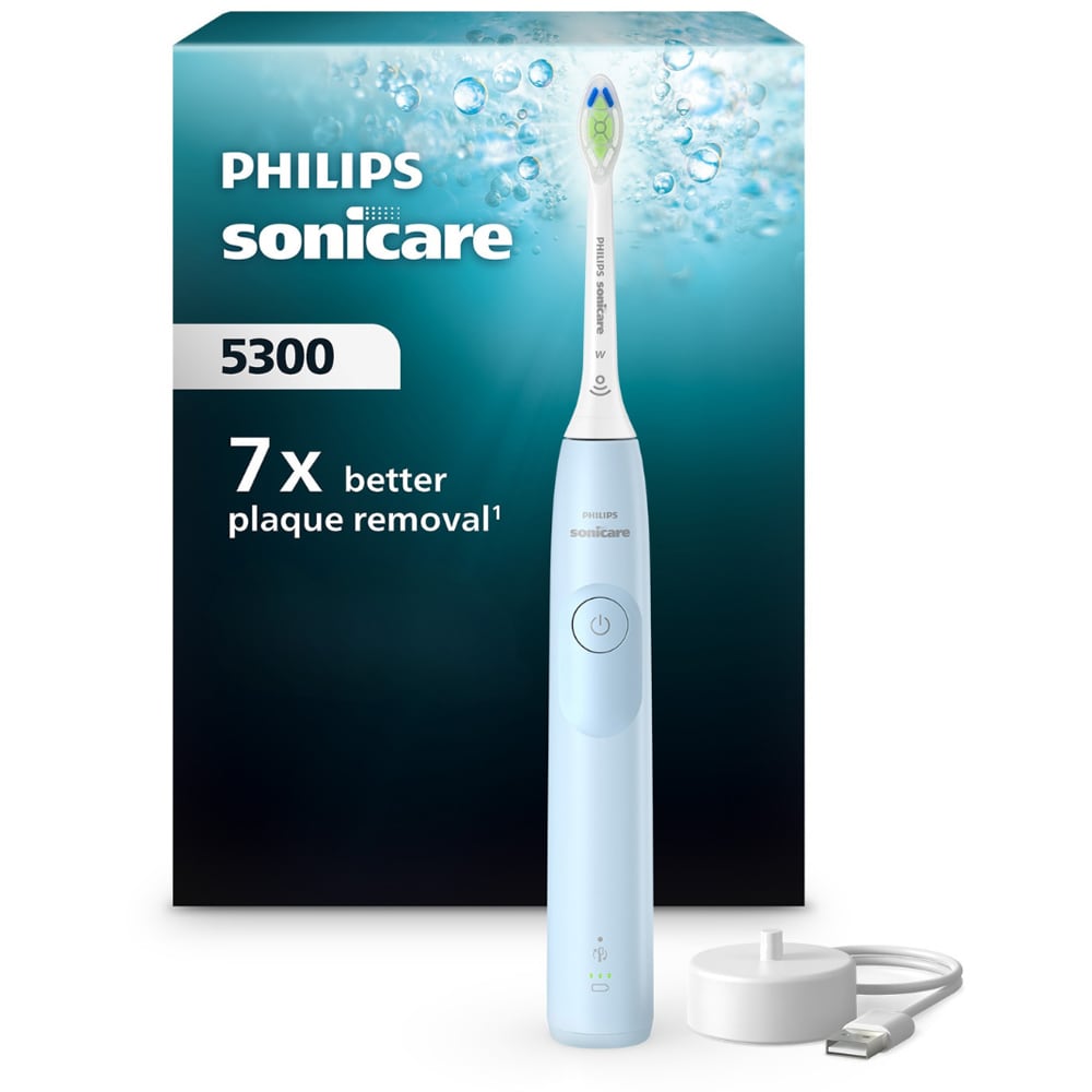 Periuta de dinti electrica PHILIPS Sonicare 5300 HX7106/01, 62000 miscari/min, 1 program, 1 capat, albastru deschis