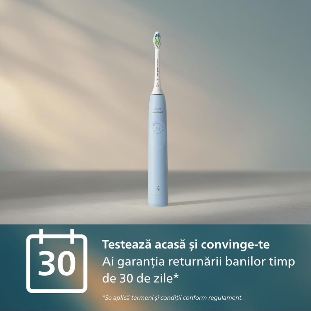 Periuta de dinti electrica PHILIPS Sonicare 5300 HX7106/01, 62000 miscari/min, 1 program, 1 capat, albastru deschis