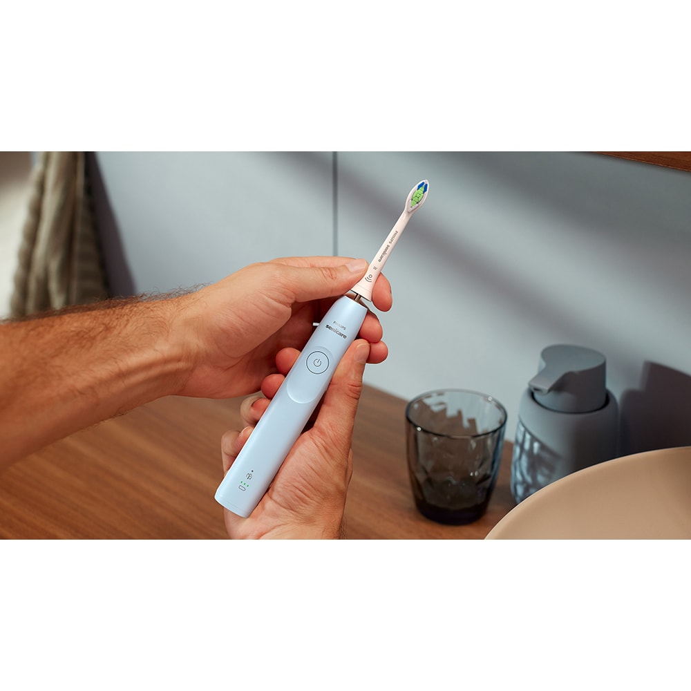 Periuta de dinti electrica PHILIPS Sonicare 5300 HX7106/01, 62000 miscari/min, 1 program, 1 capat, albastru deschis