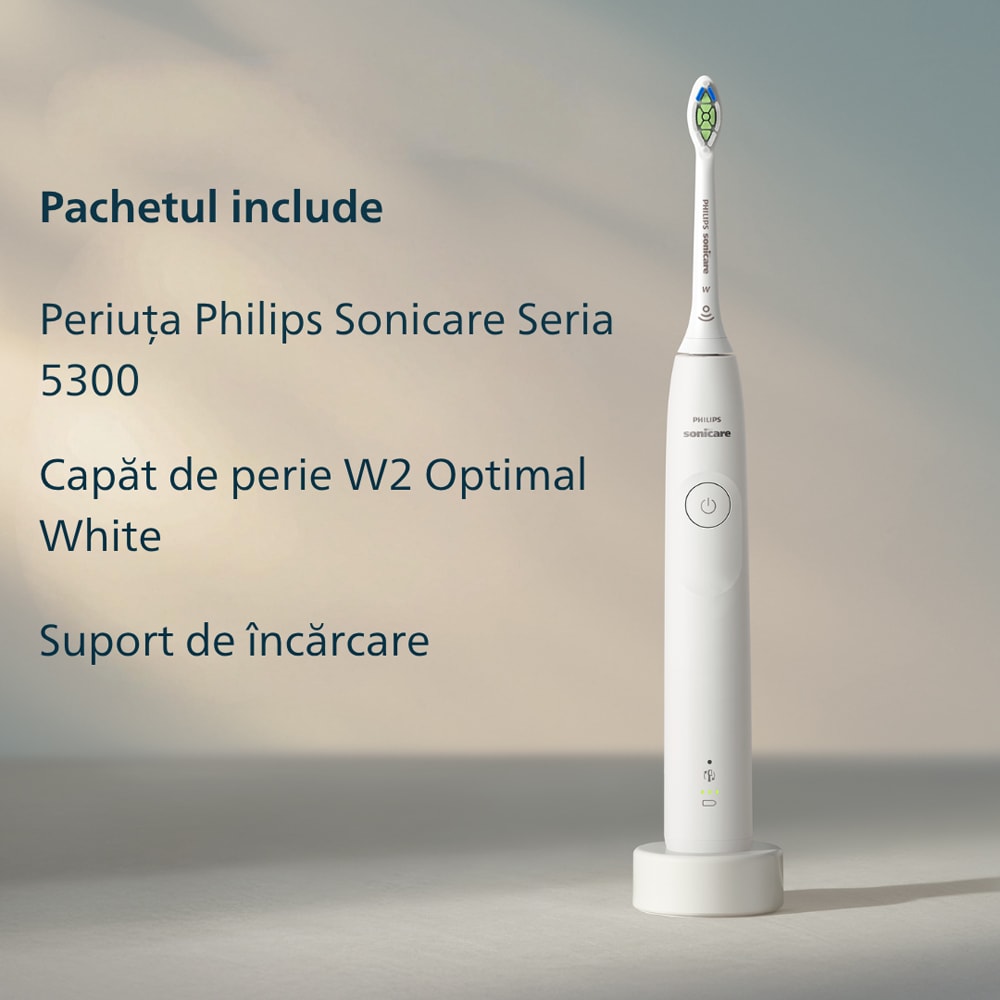 Periuta de dinti electrica PHILIPS Sonicare 5300 HX7108/01, 62000 miscari/min, 1 program, 1 capat, alb