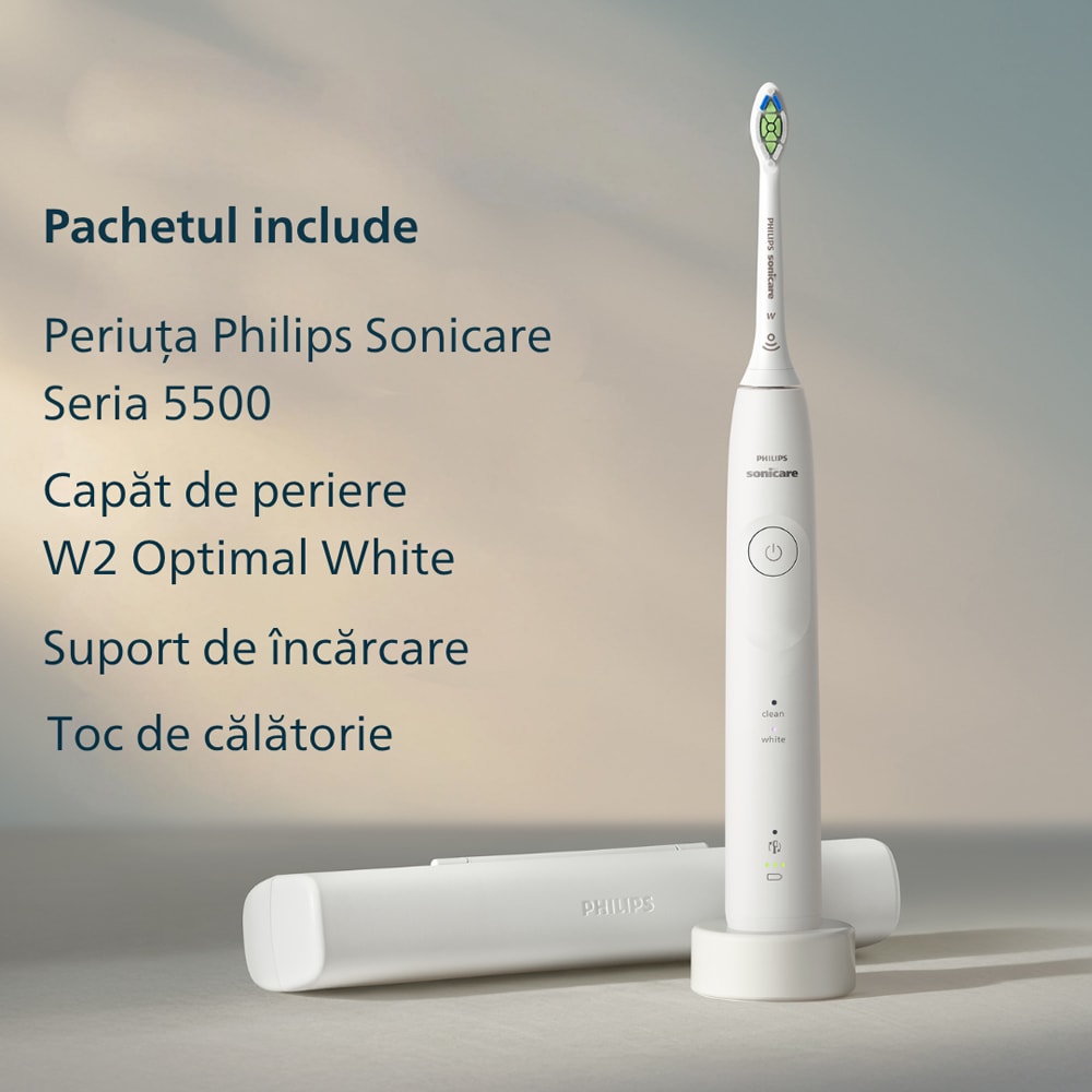 Periuta de dinti electrica PHILIPS Sonicare HX7110/02, 62000 miscari/min, 2 programe, 1 capat, alb