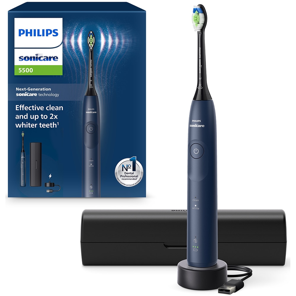 Periuta de dinti electrica PHILIPS Sonicare 5500 HX7113/01, 62000 miscari/min, 2 programe, 1 capat, albastru inchis