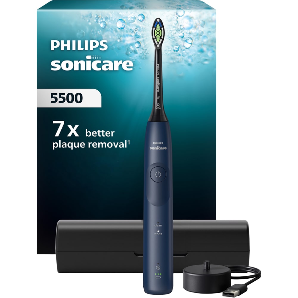 Periuta de dinti electrica PHILIPS Sonicare 5500 HX7113/01, 62000 miscari/min, 2 programe, 1 capat, albastru inchis