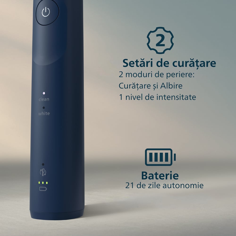 Periuta de dinti electrica PHILIPS Sonicare 5500 HX7113/01, 62000 miscari/min, 2 programe, 1 capat, albastru inchis
