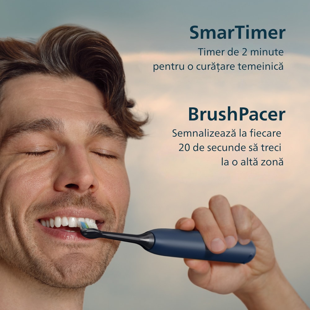 Periuta de dinti electrica PHILIPS Sonicare 5500 HX7113/01, 62000 miscari/min, 2 programe, 1 capat, albastru inchis