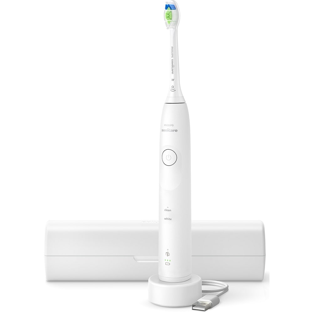 Set 2 Periute de dinti electrice PHILIPS Sonicare 5500 HX7119/01, 62000 miscari/min, 2 programe, 2 capete, alb-albastru inchis