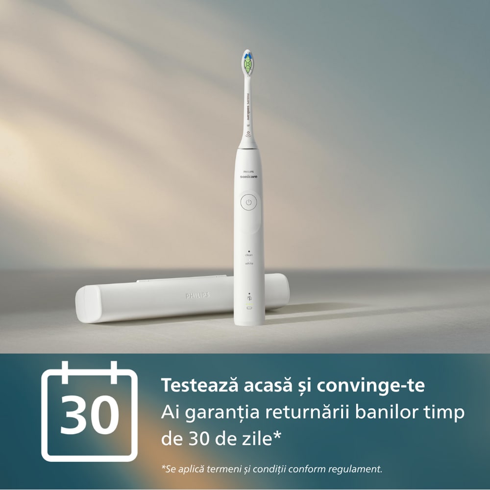 Set 2 Periute de dinti electrice PHILIPS Sonicare 5500 HX7119/01, 62000 miscari/min, 2 programe, 2 capete, alb-albastru inchis