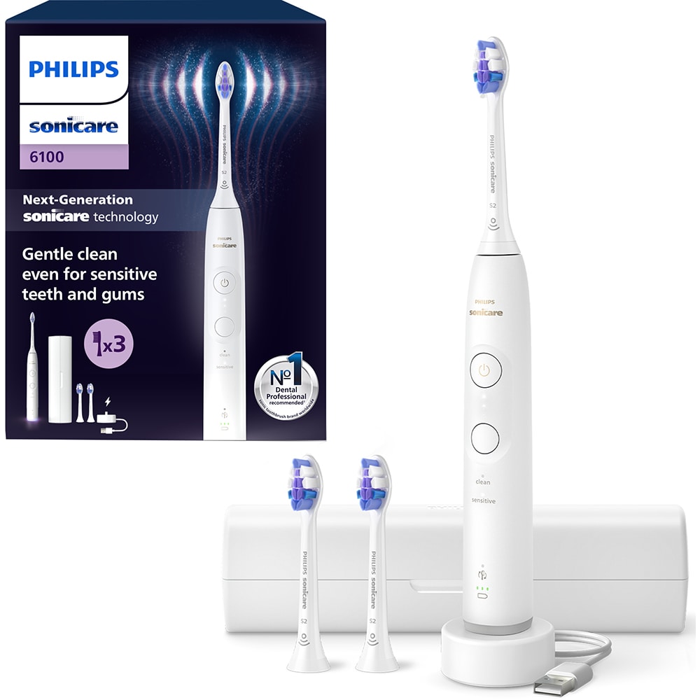 Periuta de dinti electrica PHILIPS Sonicare 6100 HX7400/02, 62000 miscari/min, 2 programe, 3 capete, alb