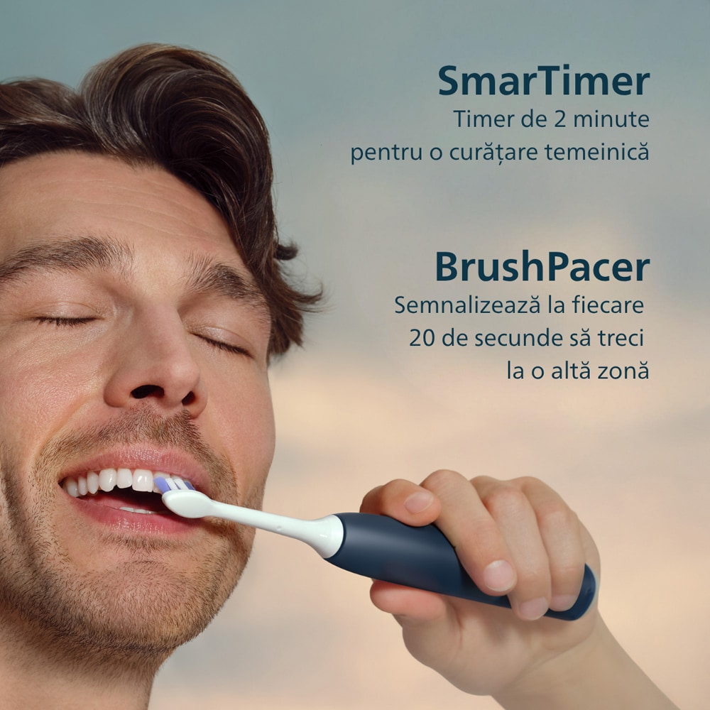 Periuta de dinti electrica PHILIPS Sonicare 6100 HX7403/05, 62000 miscari/min, 2 programe, 1 capat, albastru inchis