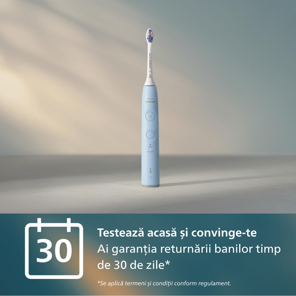 Periuta de dinti electrica PHILIPS Sonicare 6100 HX7406/02, 62000 miscari/min, 2 programe, 1 capat, albastru deschis