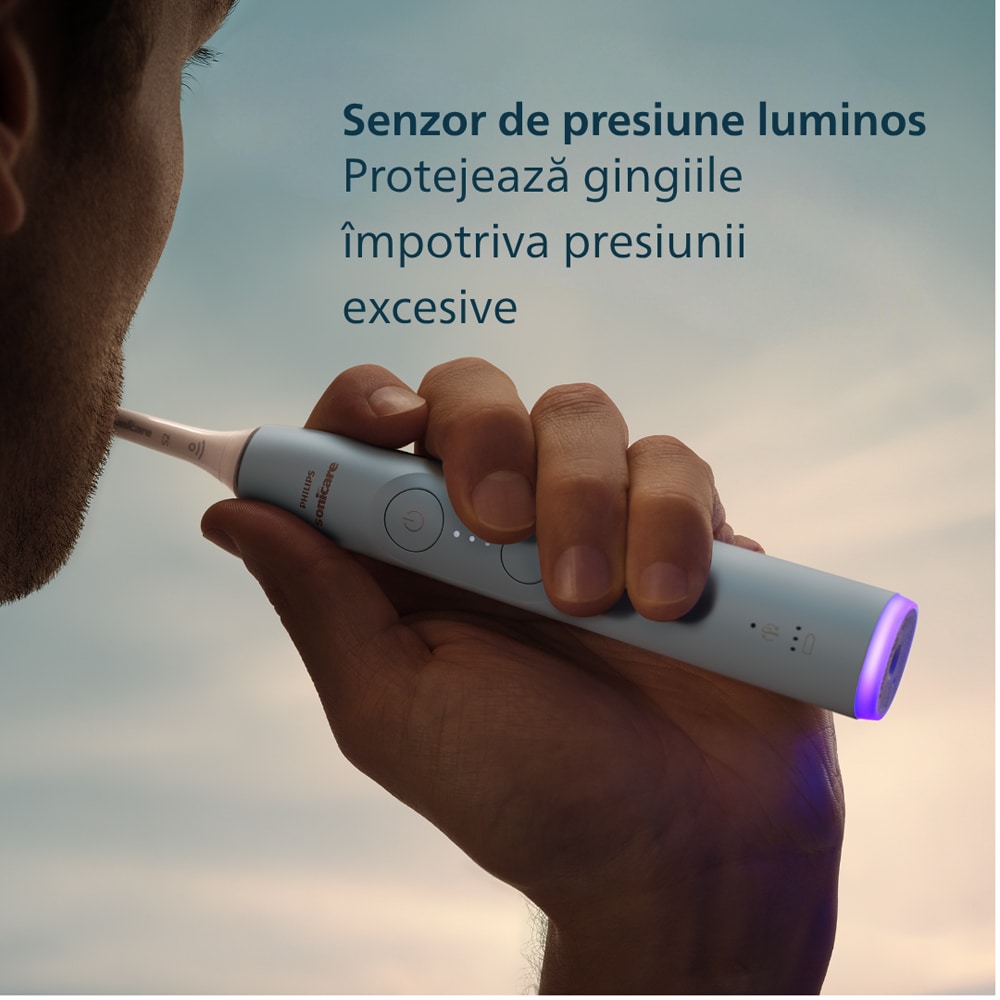 Periuta de dinti electrica PHILIPS Sonicare 6100 HX7406/02, 62000 miscari/min, 2 programe, 1 capat, albastru deschis