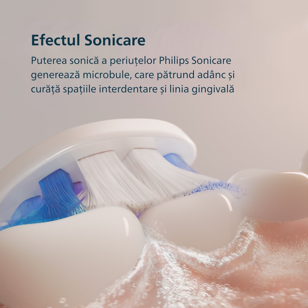 Periuta de dinti electrica PHILIPS Sonicare 6100 HX7406/02, 62000 miscari/min, 2 programe, 1 capat, albastru deschis