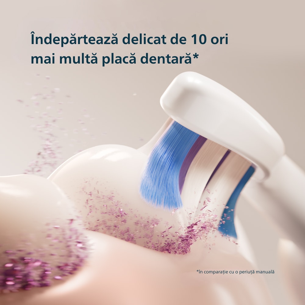 Periuta de dinti electrica PHILIPS Sonicare 6100 HX7406/02, 62000 miscari/min, 2 programe, 1 capat, albastru deschis
