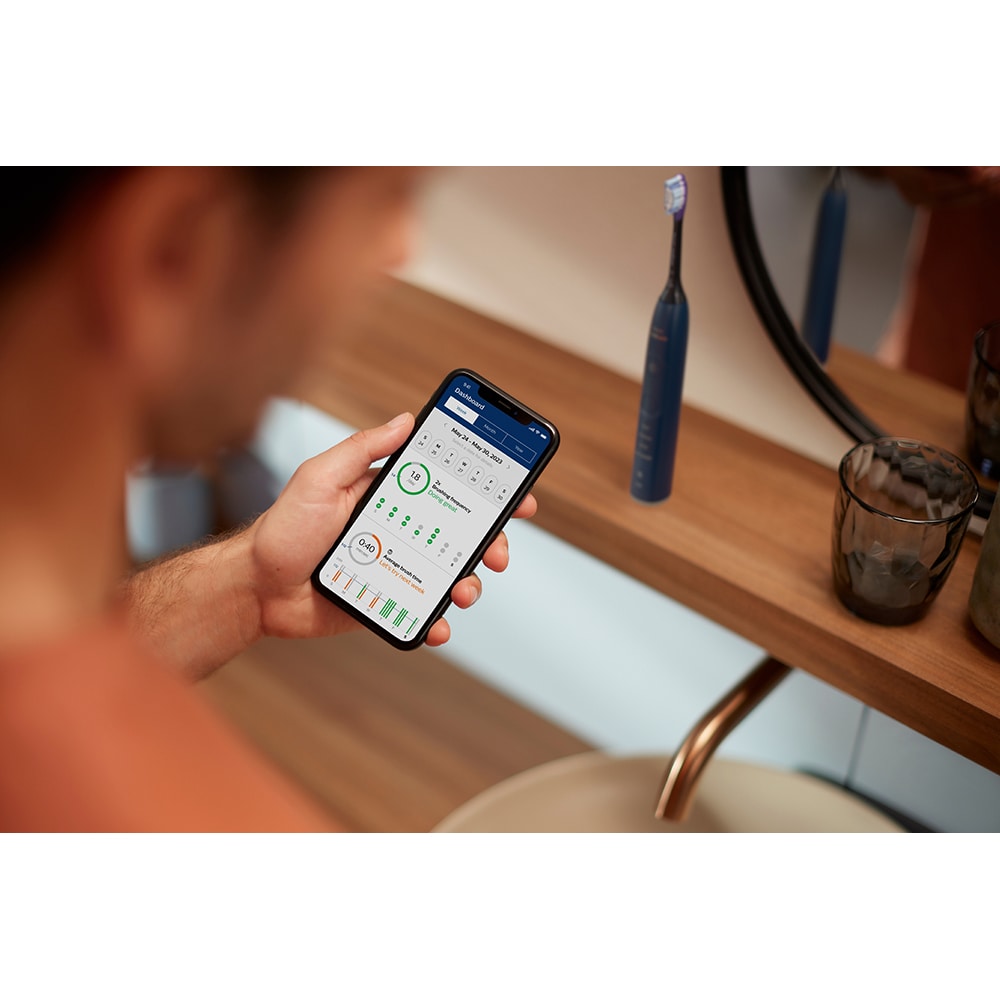 Periuta de dinti electrica PHILIPS Sonicare 7100 HX7423/01, 62000 miscari/min, 4 programe, 2 capete, albastru inchis