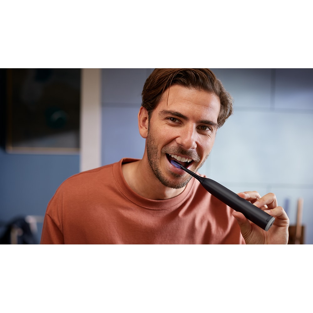 Set 2 Periute de dinti electrice PHILIPS Sonicare 7100 HX7429/02, 62000 miscari/min, 4 programe, 2 capete, alb-negru