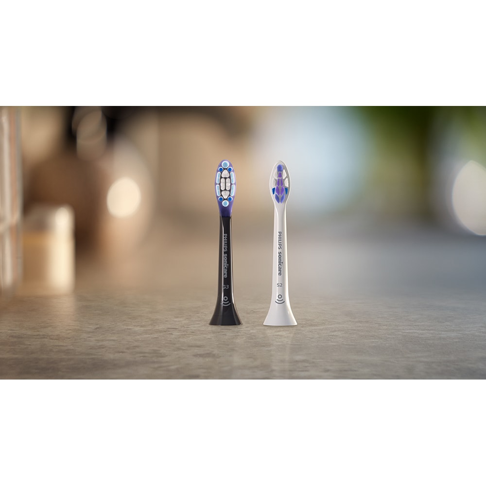 Set 2 Periute de dinti electrice PHILIPS Sonicare 7100 HX7429/02, 62000 miscari/min, 4 programe, 2 capete, alb-negru