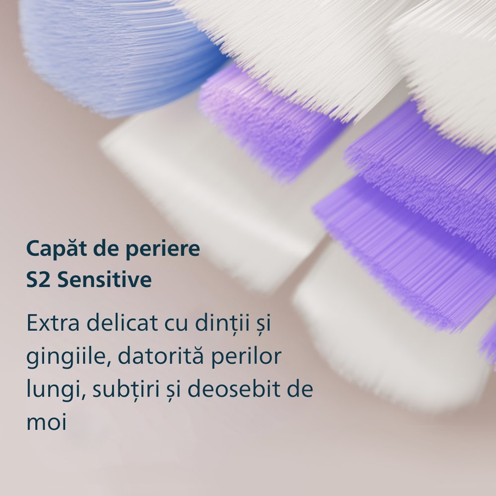 Set 2 Periute de dinti electrice PHILIPS Sonicare 7100 HX7429/02, 62000 miscari/min, 4 programe, 2 capete, alb-negru