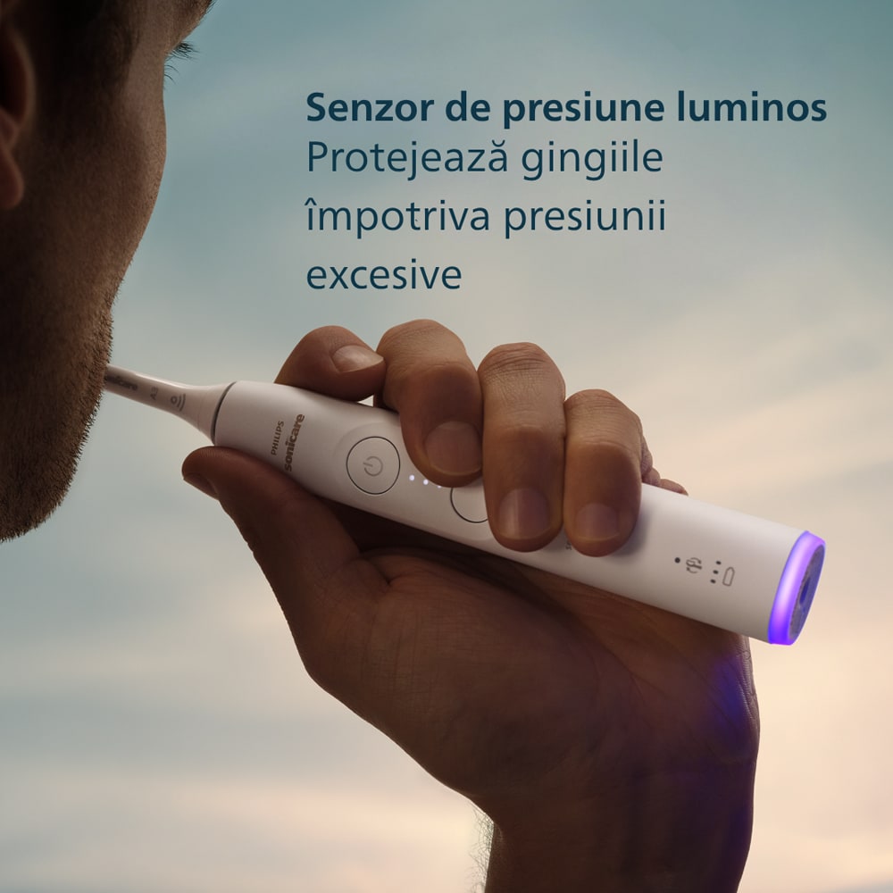 Set 2 Periute de dinti electrice PHILIPS Sonicare 7100 HX7429/02, 62000 miscari/min, 4 programe, 2 capete, alb-negru