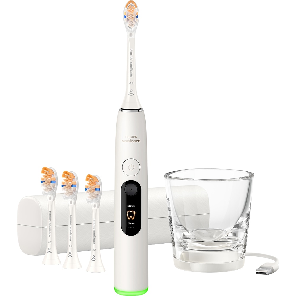 Periuta de dinti electrica PHILIPS Sonicare 8500 Diamond Clean HX8515/11, 62000 miscari/min, 6 programe, 4 capete, alb