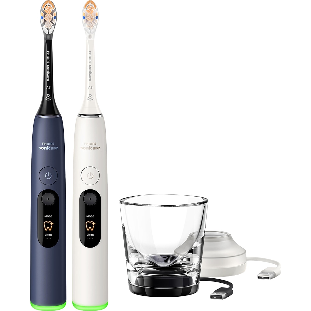 Set 2 Periute de dinti electrice PHILIPS Sonicare 8500 HX8596/22, 62000 miscari/min, 6 programe, alb/albastru