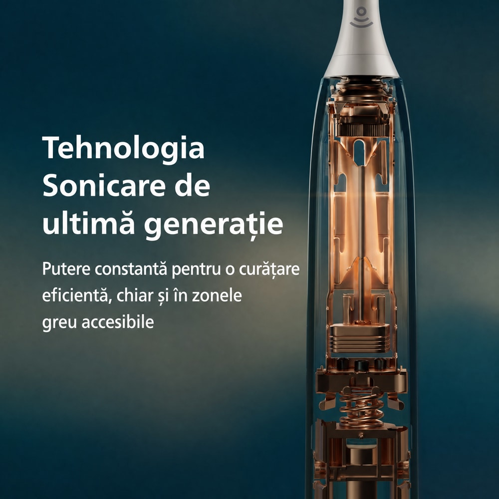 Set 2 Periute de dinti electrice PHILIPS Sonicare 8500 HX8596/22, 62000 miscari/min, 6 programe, alb/albastru