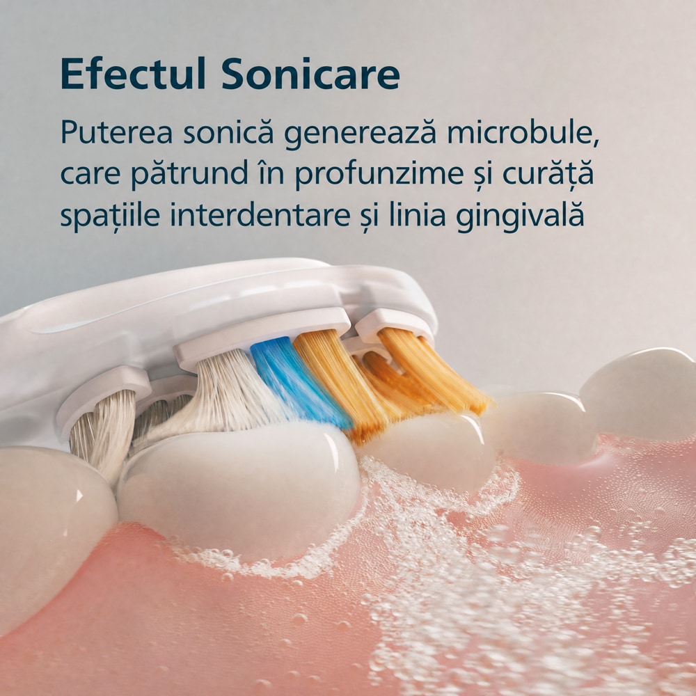 Set 2 Periute de dinti electrice PHILIPS Sonicare 8500 HX8596/22, 62000 miscari/min, 6 programe, alb/albastru